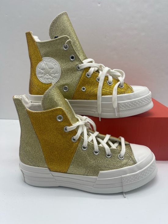 Converse Shoes - Converse WMNS Chuck 70 Plus Hi A08176C Vintage White/Dark Gold Platform Sneakers